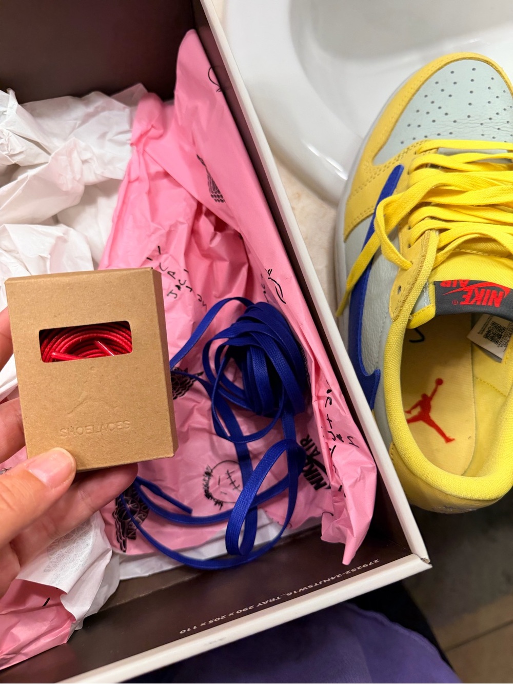 Travis Scott Yellow and Blue Sneakers - Picture 7 of 7